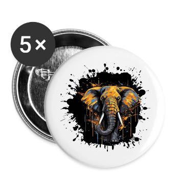 Elefant Splash - Buttons klein 25 mm (5er Pack) - Weiß - Vorne