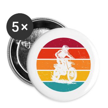 Characterful motocross design - Buttons small 1''/25 mm (5-pack) - white - Front