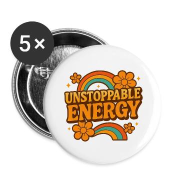 Unstoppable Energy Retro Rainbow - Buttons klein 25 mm (5er Pack) - Weiß - Vorne