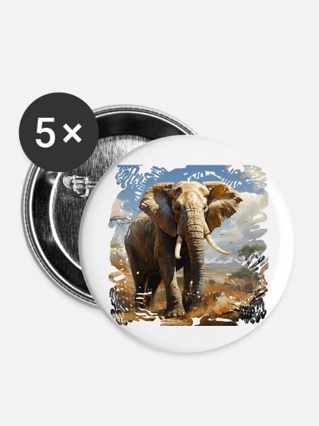 Afrikanischer Elefant im Sonnenlicht - Buttons klein 25 mm (5er Pack) - Weiß