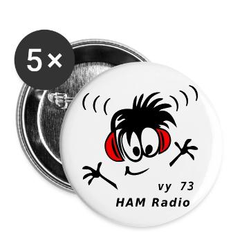Funker Amateurfunker - Buttons klein 25 mm (5er Pack) - Weiß - Vorne