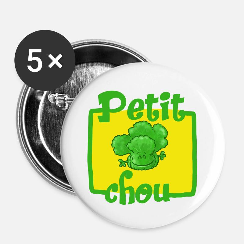 petitChou - Lot de 5 petits badges (25 mm) - blanc