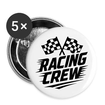 Équipage de course - Lot de 5 petits badges (25 mm) - blanc - Devant