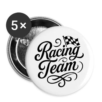 Drapeau de course de l’équipe de course - Lot de 5 petits badges (25 mm) - blanc - Devant