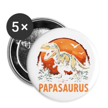 Papasaurus : Meilleur Papa Fort Cadeau - Lot de 5 petits badges (25 mm) - blanc - Devant