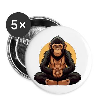 Affe Yogi - Buttons klein 25 mm (5er Pack) - Weiß - Vorne