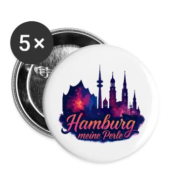 Hamburg Perle Stadt Silhouette Hafen Geschenk - Buttons klein 25 mm (5er Pack) - Weiß - Vorne