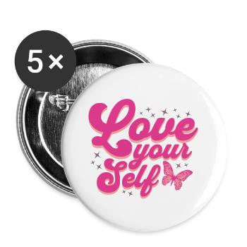Love your Self Liebe Dich selber - Buttons klein 25 mm (5er Pack) - Weiß - Vorne