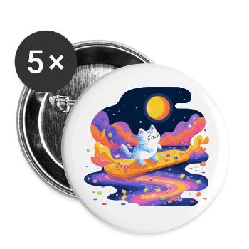 Cats on sugar stream - Buttons small 1''/25 mm (5-pack) - white - Front