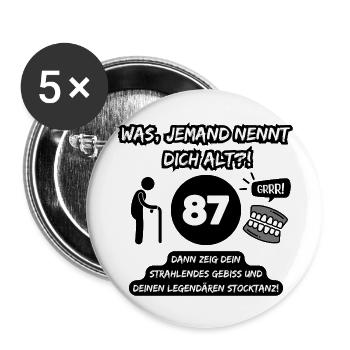 87 and legendary: Teeth out, stick dancing on! - Buttons small 1''/25 mm (5-pack) - white - Front