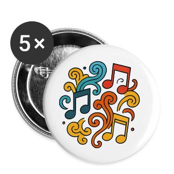 Colorful musical notes - Buttons small 1''/25 mm (5-pack) - white - Front