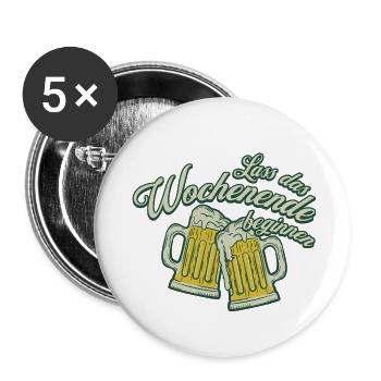 Wochenende Anstoßen Bier Alkohol Männer - Buttons klein 25 mm (5er Pack) - Weiß - Vorne