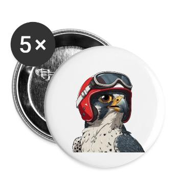 Falcon with Motorcycle Racing Helmet Vintage Bird of Prey - Buttons small 1''/25 mm (5-pack) - white - Front