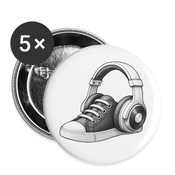 MUSICAL SNEAKERS - black & white - Lot de 5 petits badges (25 mm) - blanc - Devant