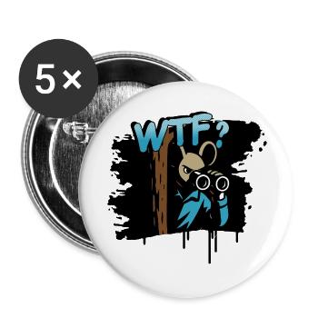 WTF Mouse with Binoculars Funny Comic Motif - Buttons small 1''/25 mm (5-pack) - white - Front