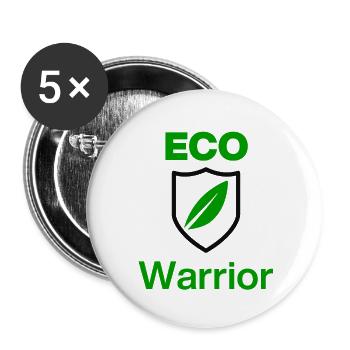 Guerrier ECO. Mentalité verte, d’abord les écologies - Lot de 5 petits badges (25 mm) - blanc - Devant
