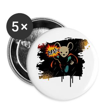 Motif de bande dessinée d’action de super-héros souris BAM - Lot de 5 petits badges (25 mm) - blanc - Devant
