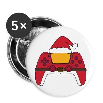 Contrôleur de jeu vidéo du Père Noël, créateur de Noël - Lot de 5 petits badges (25 mm) - blanc - Devant