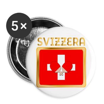 Schweizer Flagge Tischtennis - Buttons klein 25 mm (5er Pack) - Weiß - Vorne