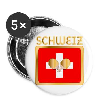 Tennis de table suisse - Lot de 5 petits badges (25 mm) - blanc - Devant