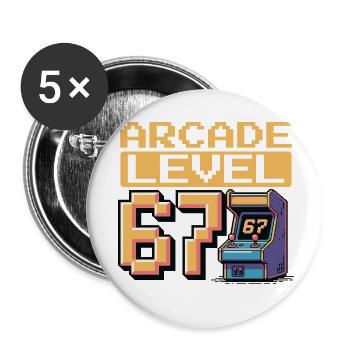 Arcade Level 67 Pixel Art - Buttons klein 25 mm (5er Pack) - Weiß - Vorne