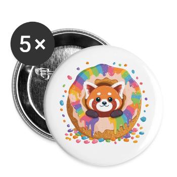 Donut Panda Regenbogen - Buttons klein 25 mm (5er Pack) - Weiß - Vorne