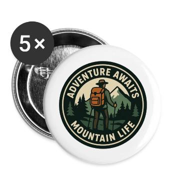 Abenteuer Warte Bergleben - Buttons klein 25 mm (5er Pack) - Weiß - Vorne