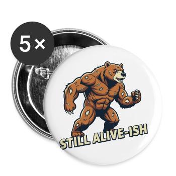 Untoter Bär mit Nähflicken - Buttons klein 25 mm (5er Pack) - Weiß - Vorne