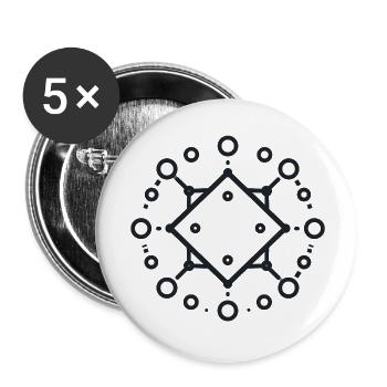 Mandala géométrique en diamant - Lot de 5 petits badges (25 mm) - blanc - Devant