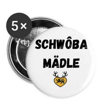 Schwoba Mädle Swabian - Buttons small 1''/25 mm (5-pack) - white - Front