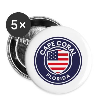 Marke Cape Coral Florida - Buttons klein 25 mm (5er Pack) - Weiß - Vorne