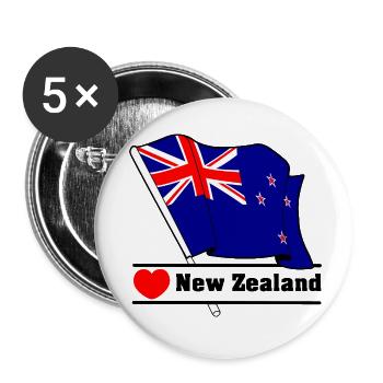 New Zealand Heart - Buttons klein 25 mm (5er Pack) - Weiß - Vorne