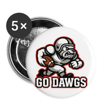 Go Dawgs Bulldog Football Mascot Fan Design - Buttons small 1''/25 mm (5-pack) - white - Front