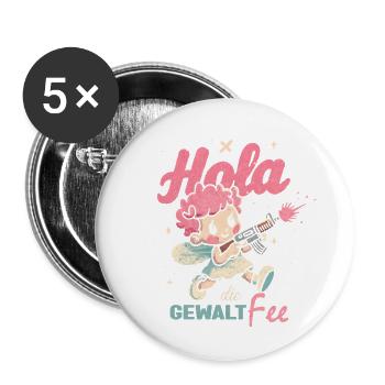 Bonjour Fée de la Violence - Ange Rose avec Arme - Lot de 5 petits badges (25 mm) - blanc - Devant