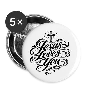 Jesus Loves You Proverb - Buttons small 1''/25 mm (5-pack) - white - Front