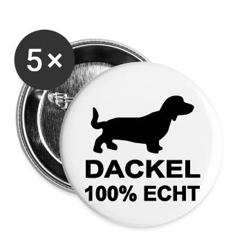 Dackel - Buttons klein 25 mm (5er Pack) - Weiß - Vorne