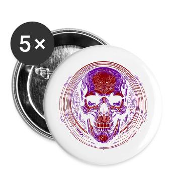 Purpurroter Schädel Mandala - Buttons klein 25 mm (5er Pack) - Weiß - Vorne