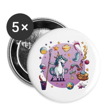 Sort de Licorne Galactique - Lot de 5 petits badges (25 mm) - blanc - Devant