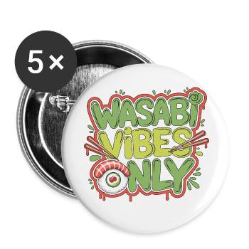 Ambiance sushi wasabi : Seul passionné de cuisine japonaise - Lot de 5 petits badges (25 mm) - blanc - Devant