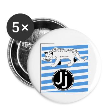 J for Jaguar Letter in Elementary School - Buttons small 1''/25 mm (5-pack) - white - Front