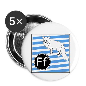 F for Fox (learning to read in primary school) - Buttons small 1''/25 mm (5-pack) - white - Front