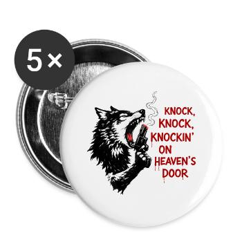 Wolfskopf mit Pistolenmotiv - Buttons klein 25 mm (5er Pack) - Weiß - Vorne