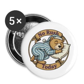 Pas de stress aujourd’hui – Ours en pyjama - Lot de 5 petits badges (25 mm) - blanc - Devant