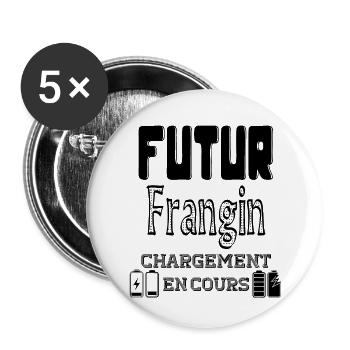 Futur Frangin Chargement En Cours - Lot de 5 petits badges (25 mm) - blanc - Devant