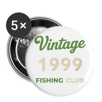 Vintage 1999 – Fishing Club Retro Geburtsjahr - Buttons klein 25 mm (5er Pack) - Weiß - Vorne