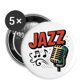 Jazz - Saxophone - Musique - Lot de 5 petits badges (25 mm) - blanc - Devant