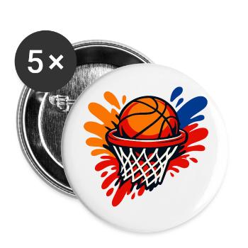 Basketballkorb-Splash-Burst - Buttons klein 25 mm (5er Pack) - Weiß - Vorne