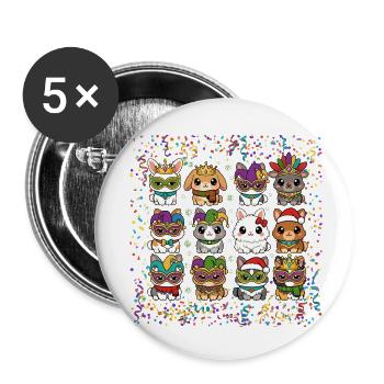 Concours de costumes de fête de lapins de carnaval cadeau drôle - Lot de 5 petits badges (25 mm) - blanc - Devant