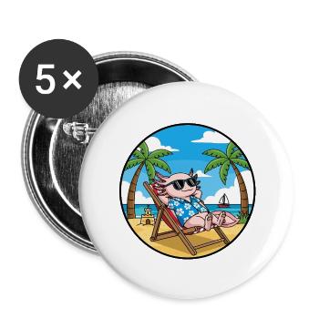 Coole Axolotl-Strandurlaubs-Sommerstimmung - Buttons klein 25 mm (5er Pack) - Weiß - Vorne