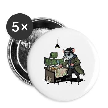 Hacker-Ratte Detektiv Deep-State Spurensuche - Buttons klein 25 mm (5er Pack) - Weiß - Vorne